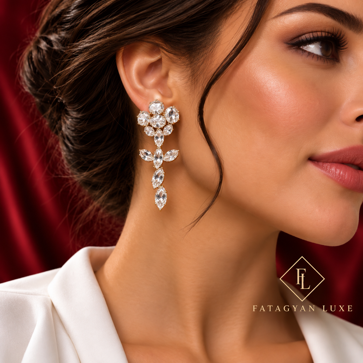 Fleur de Cristal Statement Earrings worn