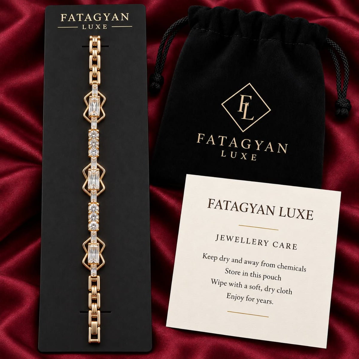 Aveline Crystal Geometric Bracelet with Fatagyan Luxe packaging
