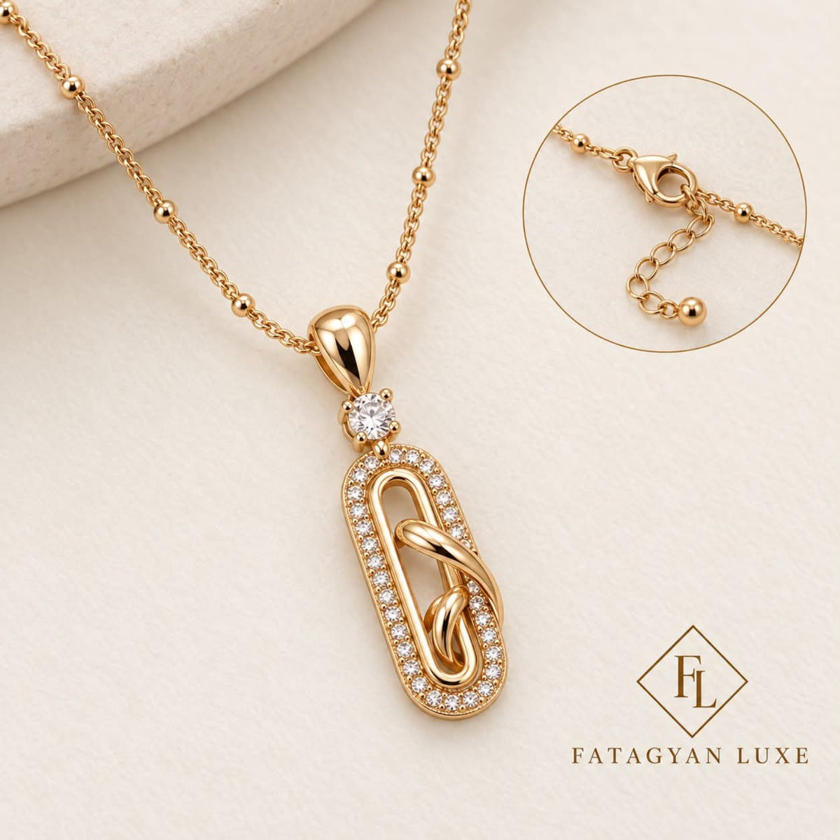 Élan Crystal Link Pendant Necklace detail