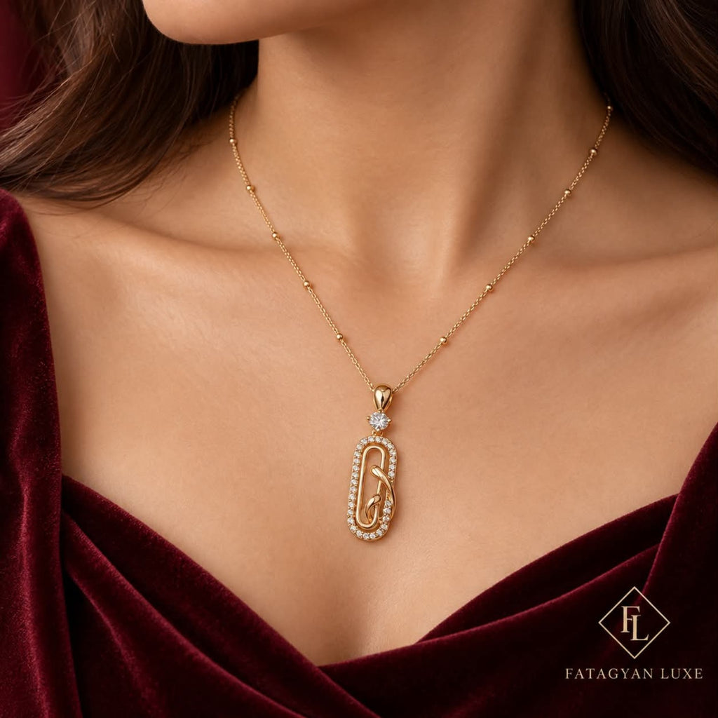 Élan Crystal Link Pendant Necklace worn