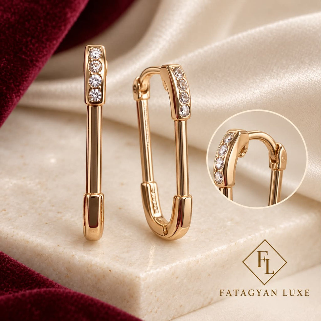 Marais Crystal Safety-Pin Earrings detail