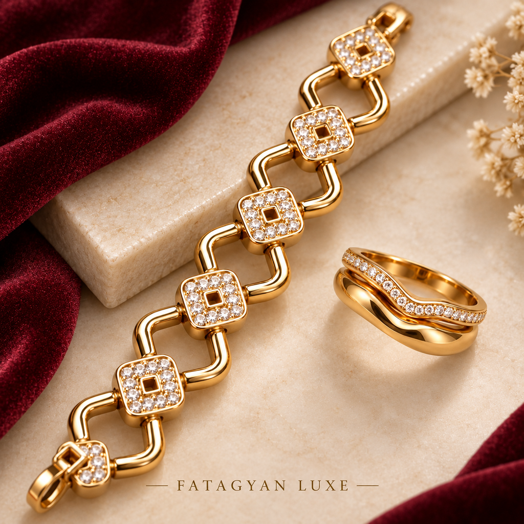 Éclat Geo Crystal Bracelet & Ring Set detail