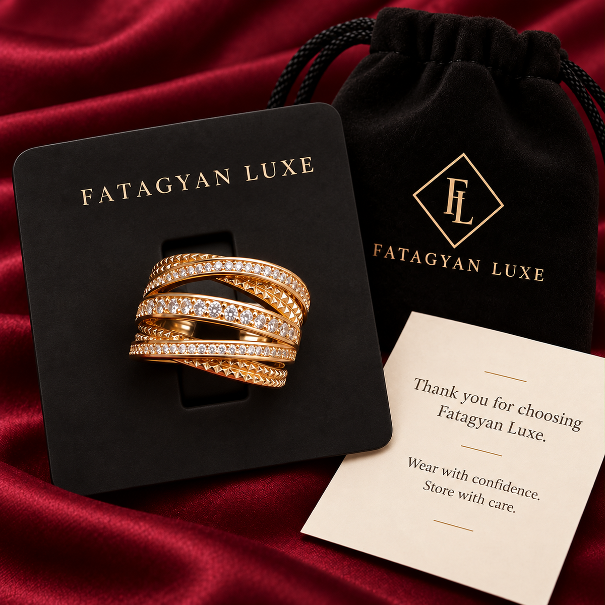 Élodie Crystal Weave Ring packaging