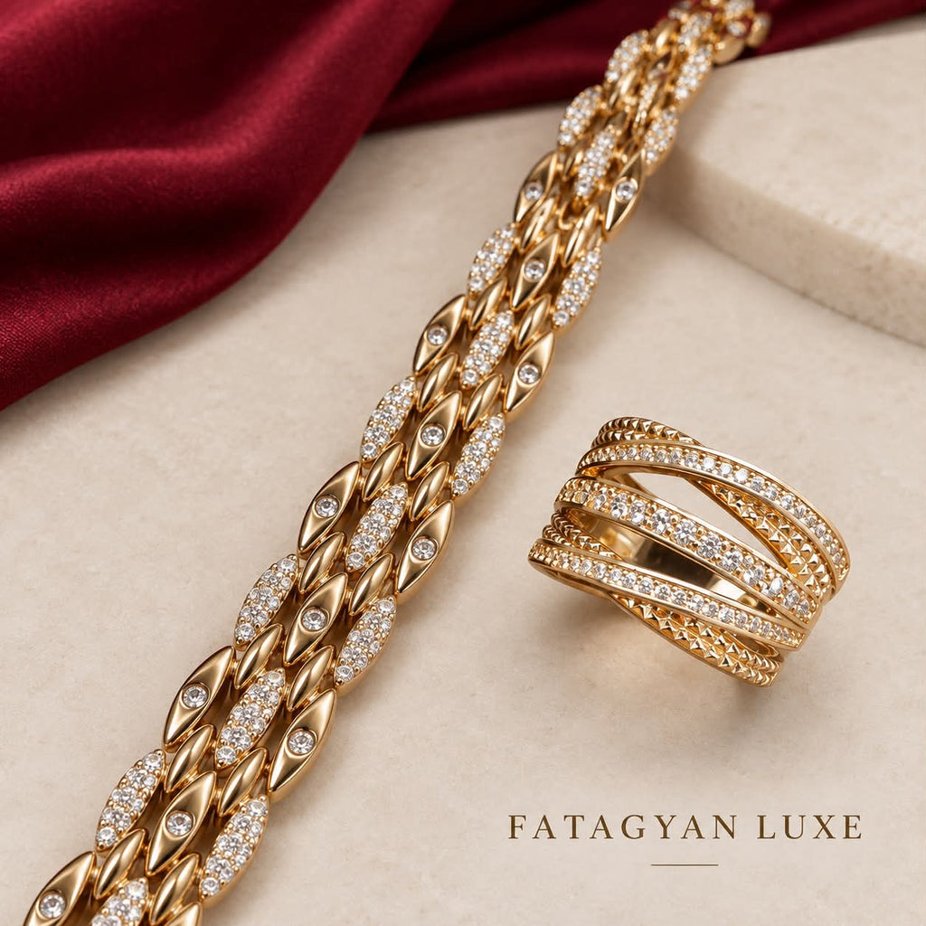 Élodie Crystal Weave Bracelet and Ring Set detail