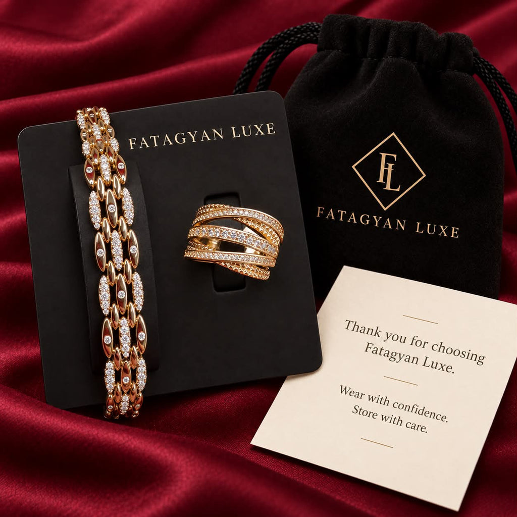Élodie Crystal Weave Bracelet and Ring Set packaging