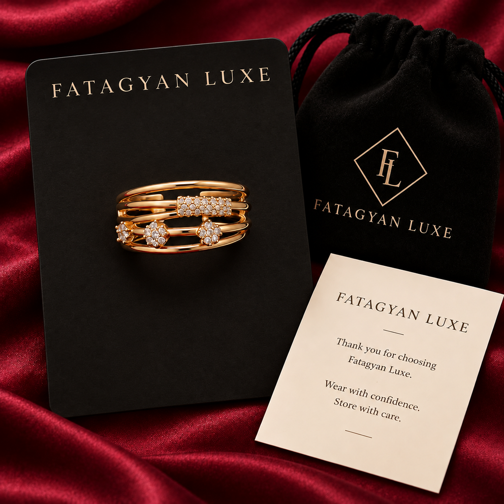Fleurine Crystal Multi-Band Ring with Fatagyan Luxe packaging