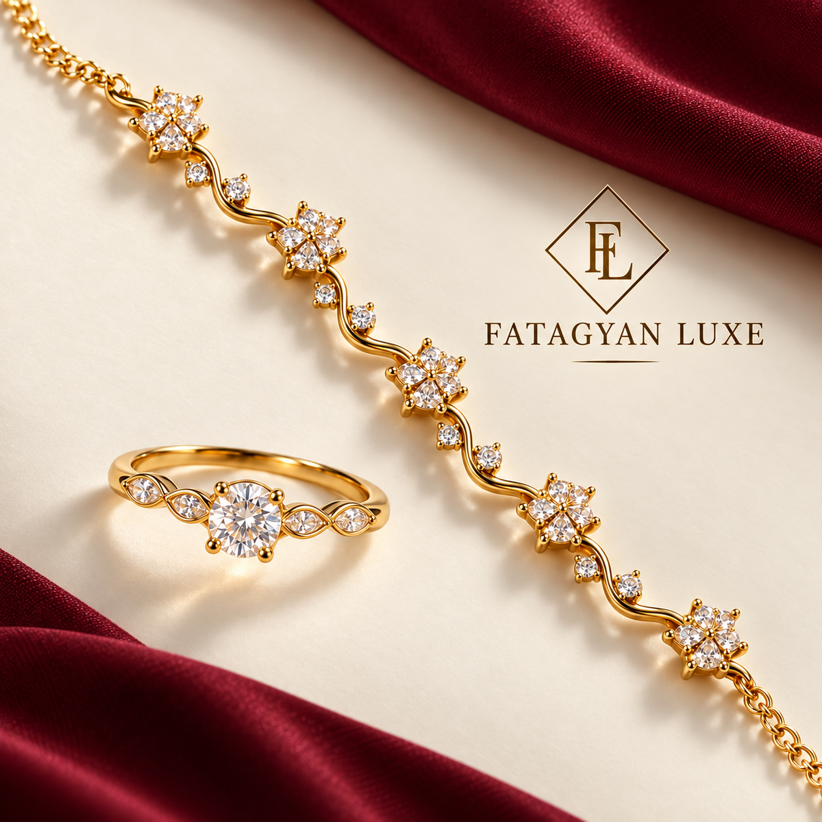 Florielle Crystal Bracelet & Ring Set detail