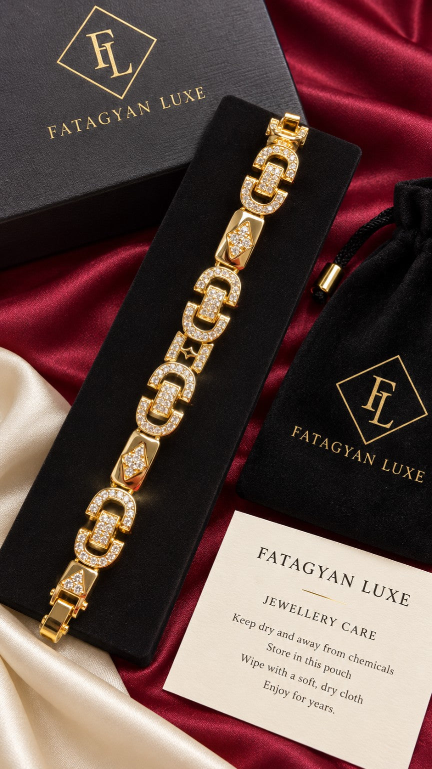 Aveline Geometric Crystal Bracelet with Fatagyan Luxe packaging