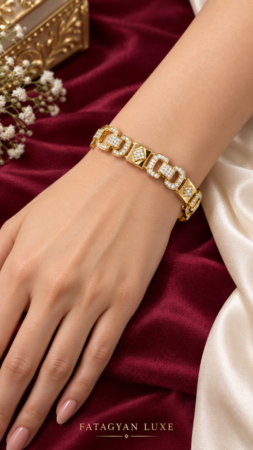 Aveline Geometric Crystal Bracelet worn on wrist