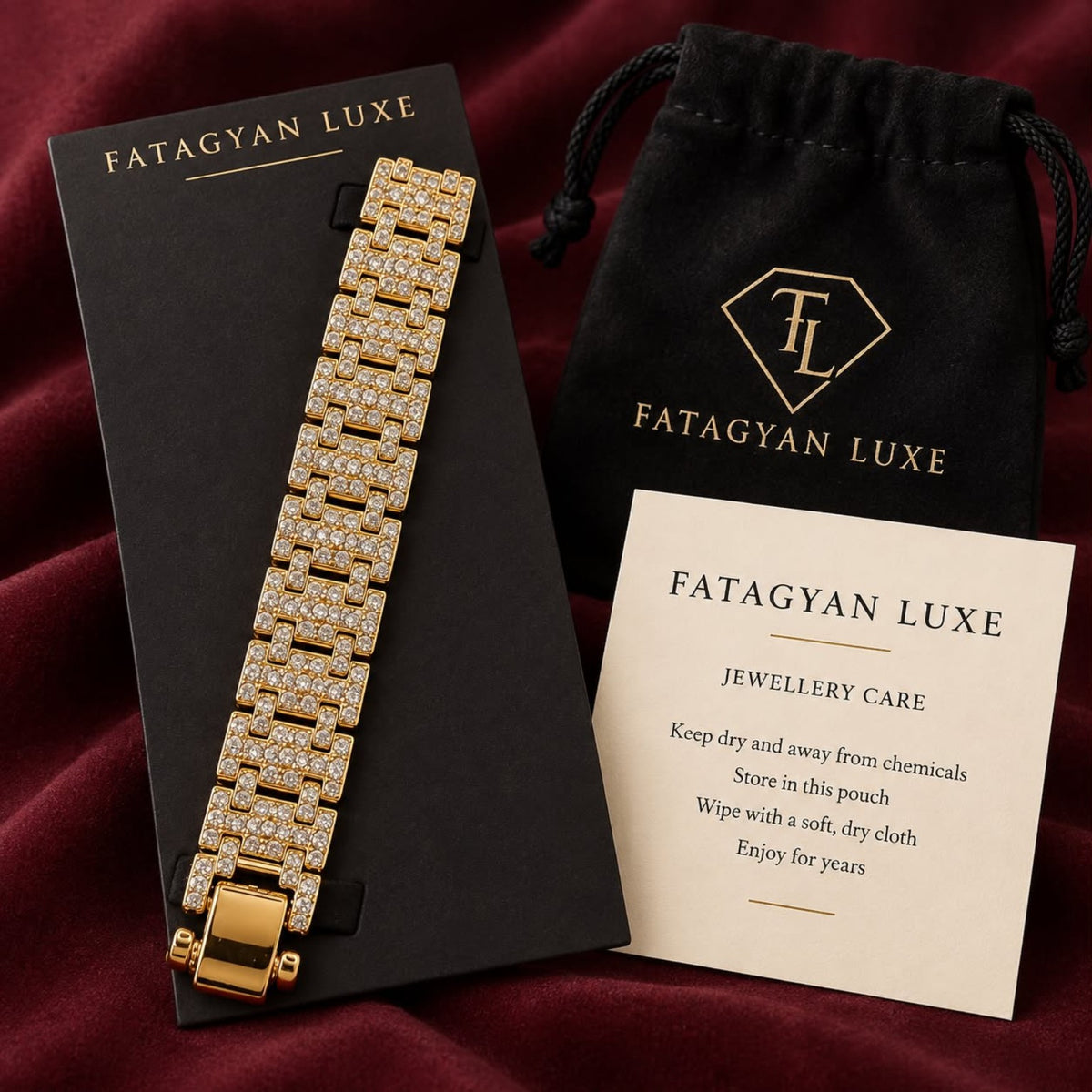 Véronique Pavé Geometric Bracelet with Fatagyan Luxe packaging
