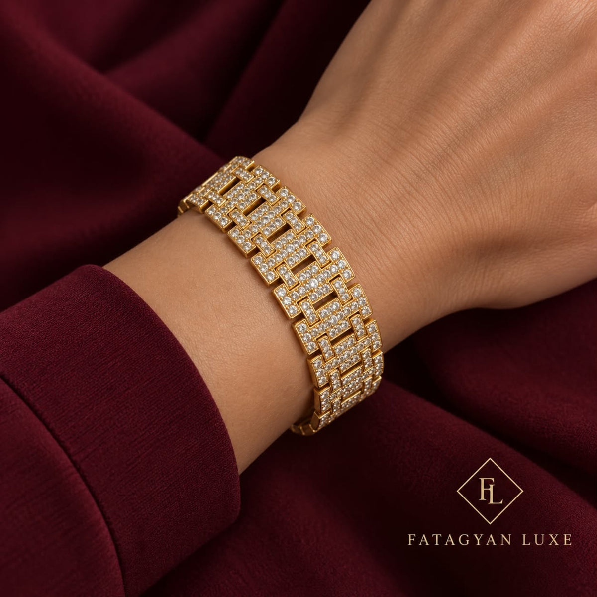Véronique Pavé Geometric Bracelet worn on wrist