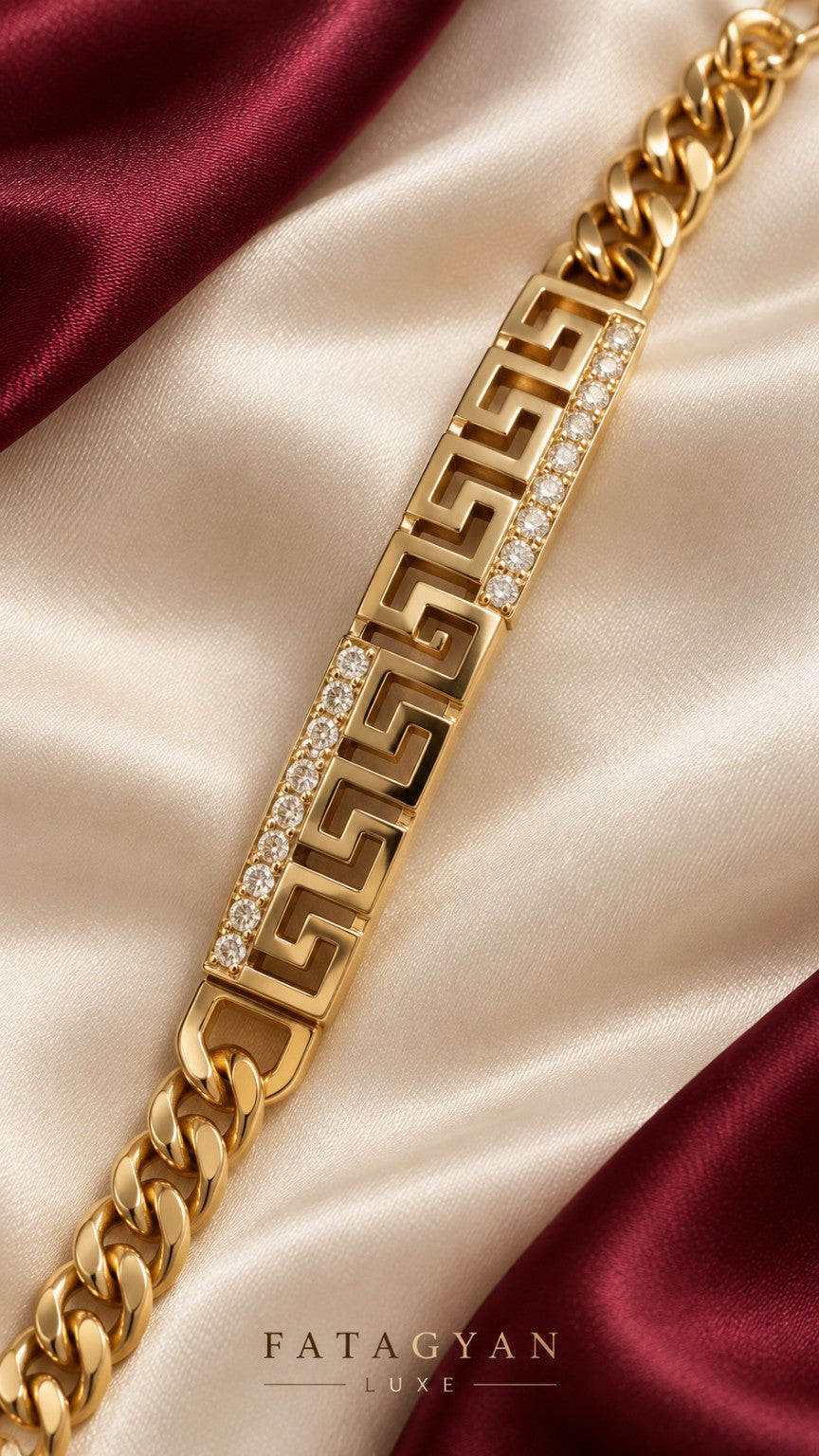 Athéna Crystal Greek Key Bracelet detail