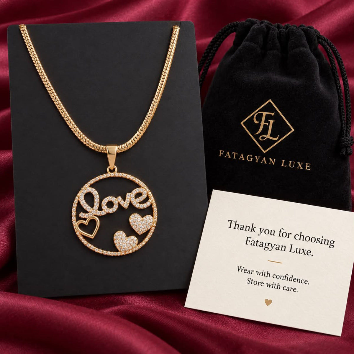 Amour Signature Love Necklace with Fatagyan Luxe packaging