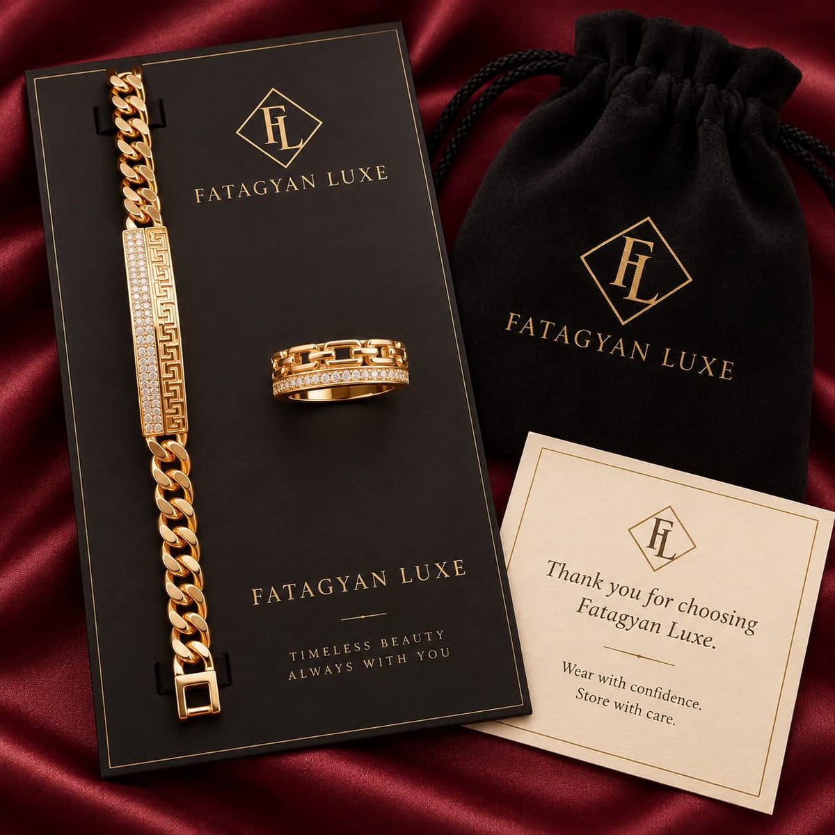 Mélodie Greek Key Crystal Bracelet and Ring Set packaging