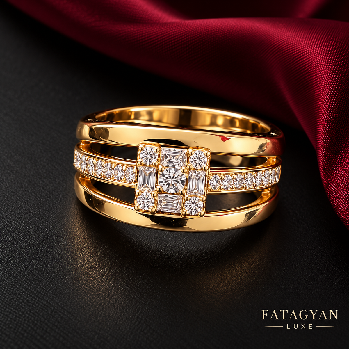 Marcelline Mosaic Crystal Ring close-up