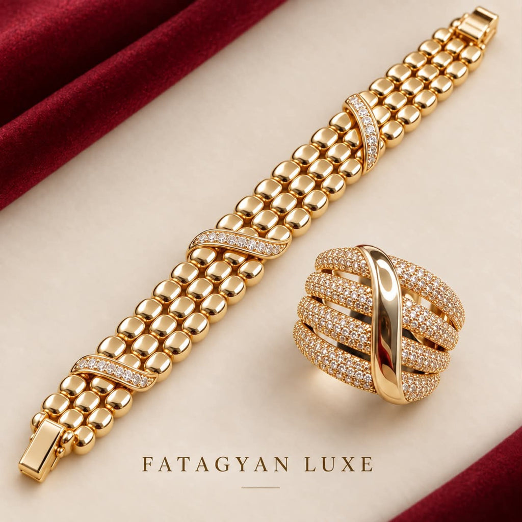 Orphée Crystal Bracelet & Ring Set detail