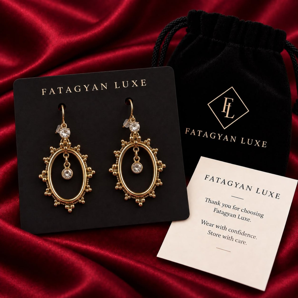 Ornée Éclat oval drop earrings packaging