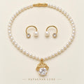 Éclat Perlé pearl and crystal necklace earrings set detail