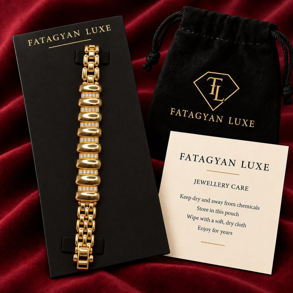 Solenne Crystal Ribbed Bracelet with Fatagyan Luxe packaging