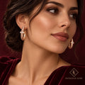 Vienne Ribbed Crystal Hoop Earrings worn