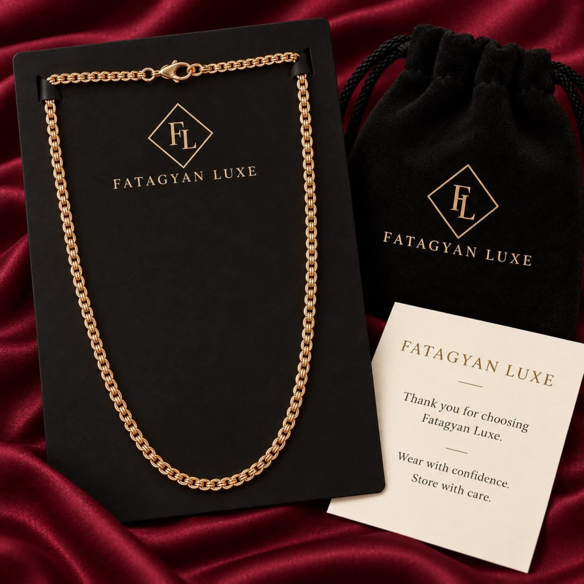 Maison Rope Chain Necklace with Fatagyan Luxe packaging