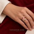 Rosé Crescent Crystal Ring worn