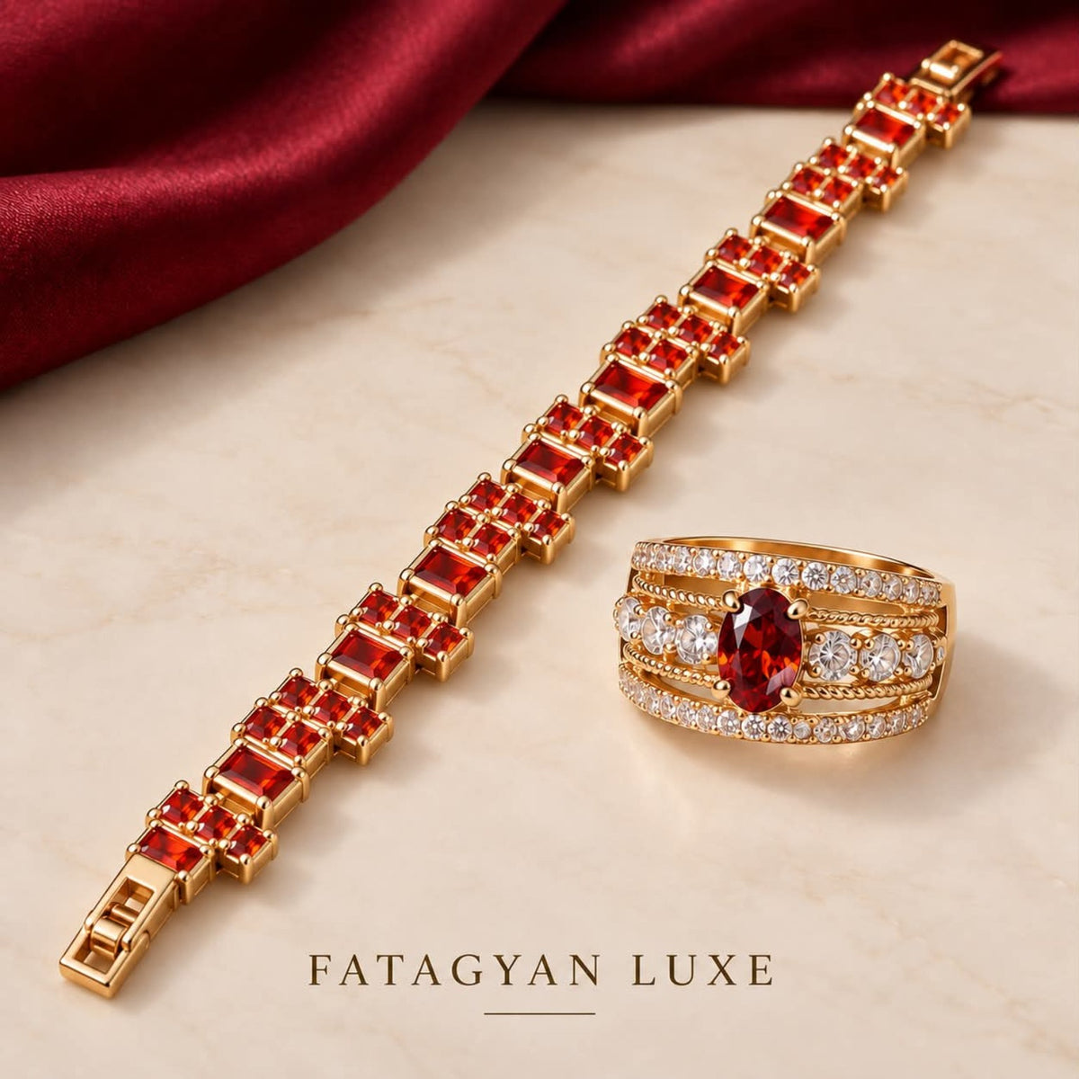 Rouge Royale Bracelet & Ring Set detail