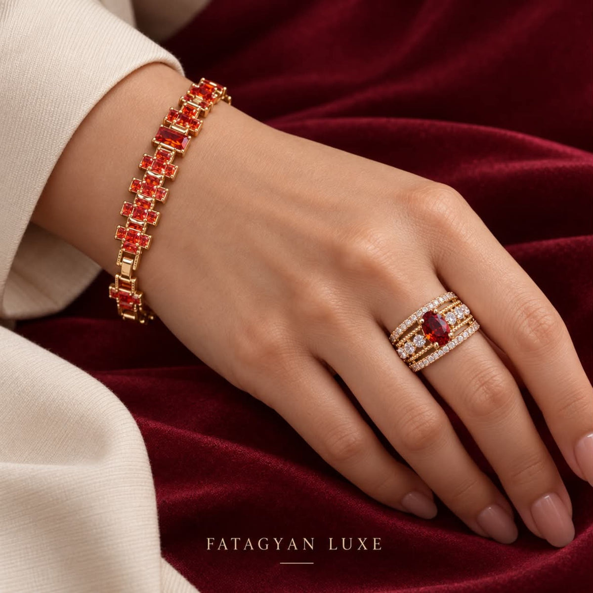 Rouge Royale Bracelet & Ring Set worn