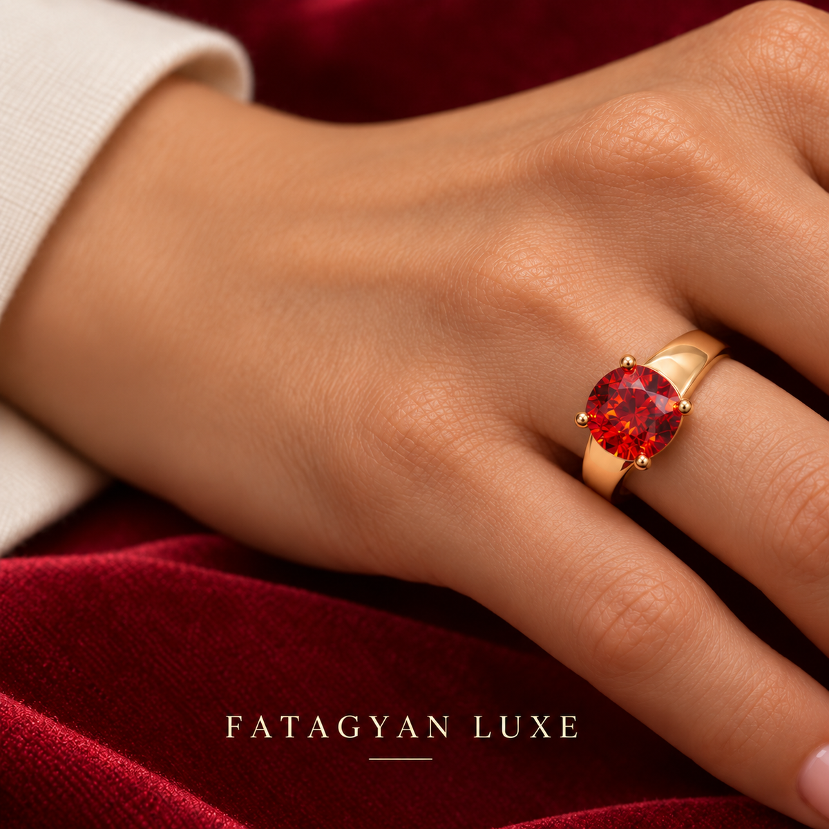 Rouge Solitaire Crystal Ring worn