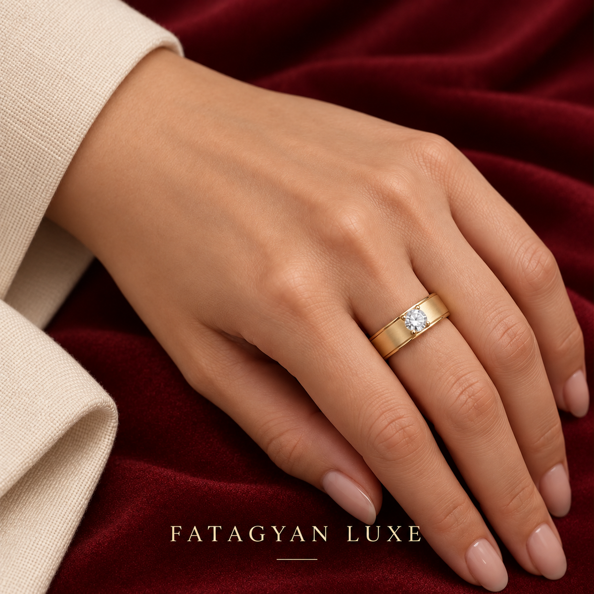 Solenne Solitaire Crystal Ring worn