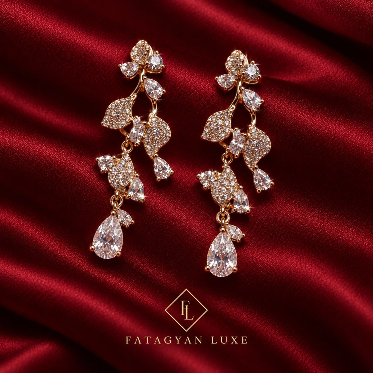Floréa Crystal Vine Drop Earrings