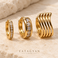 Lumière Trio Sculpted Hoop Earring Set with three gold-tone earrings in different sizes and designs