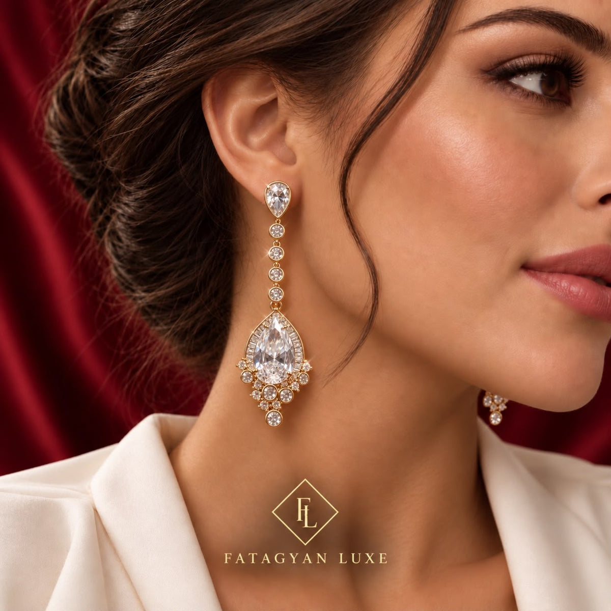 Montreux Grandeur Crystal Drop Earrings worn