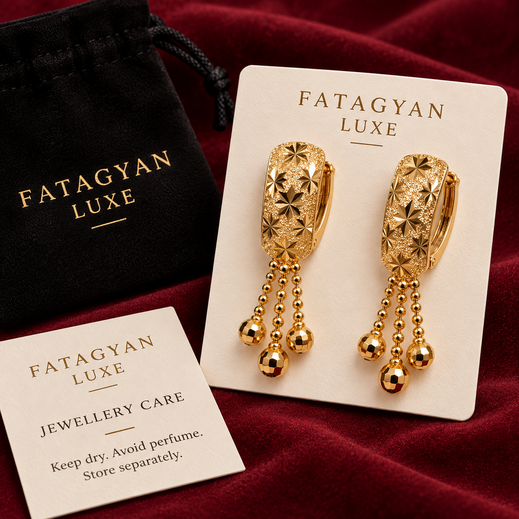 Maison Étoile Tassel Earrings with Fatagyan Luxe packaging