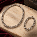 Maison Royale men's silver-tone chain necklace and bracelet set on stone