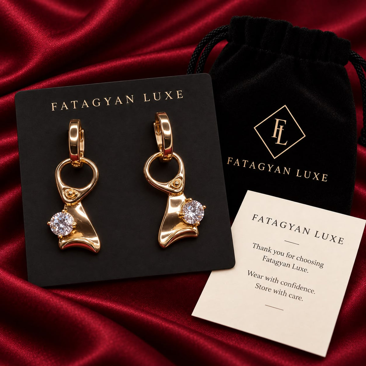 Sculpted Crystal Drop Earrings