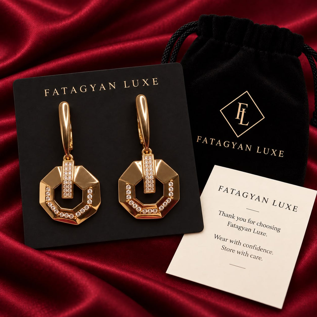 Étoile Geometric Crystal Drop Earrings