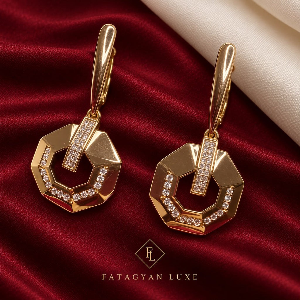 Étoile Geometric Crystal Drop Earrings
