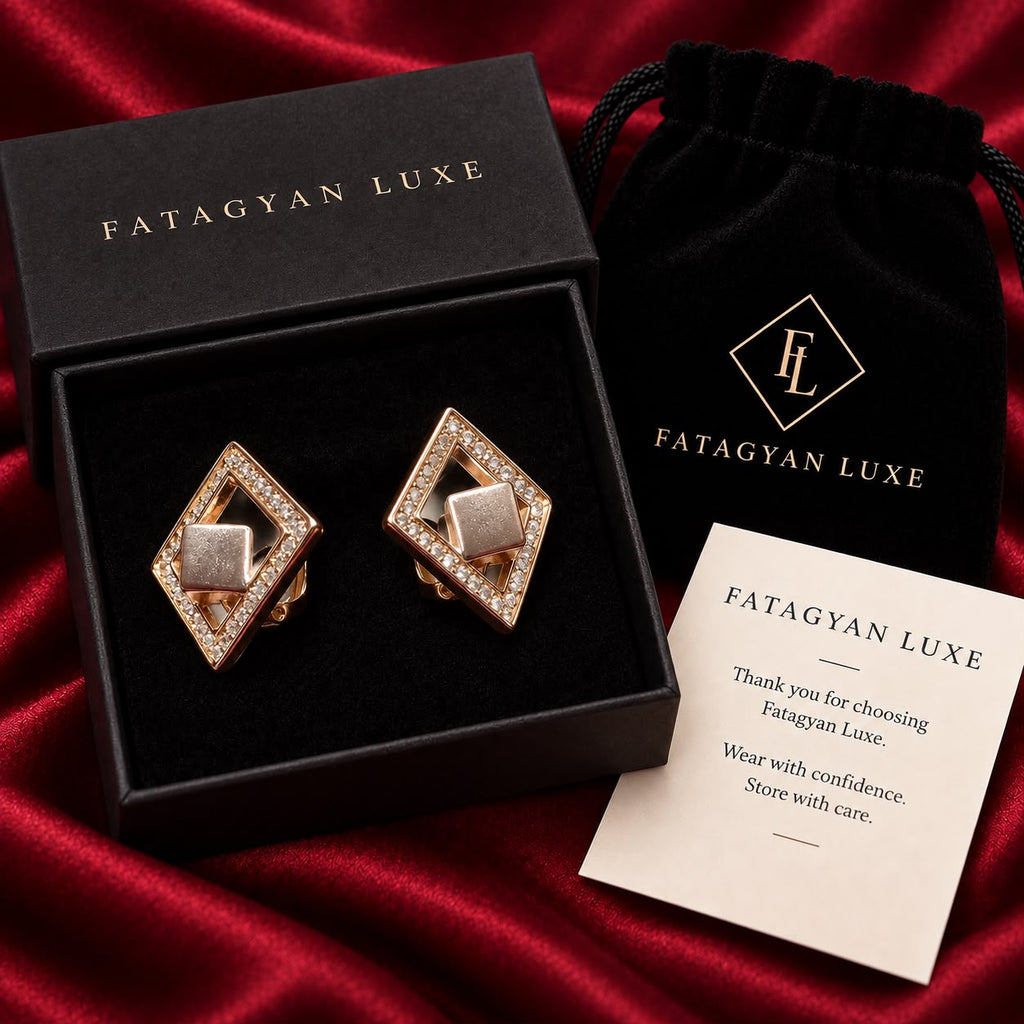 Élan Geometric White Crystal Earrings