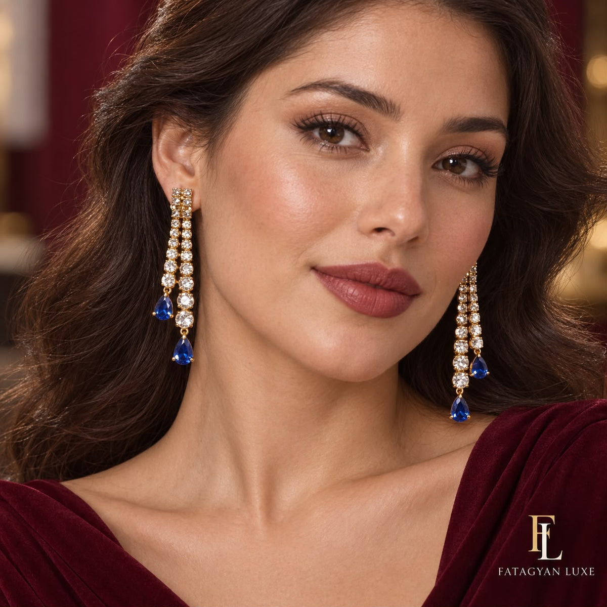 Sapphire Éclat Crystal Cascade Earrings