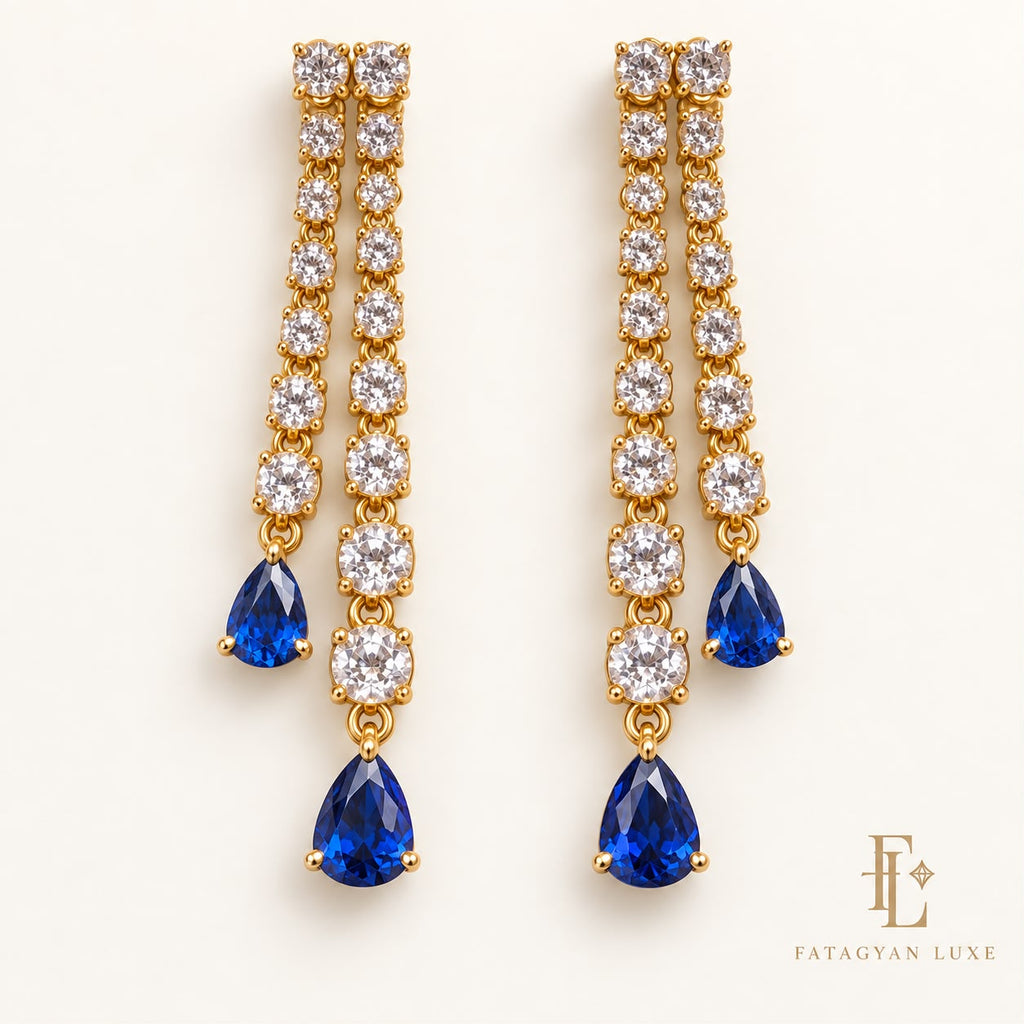 Sapphire Éclat Crystal Cascade Earrings