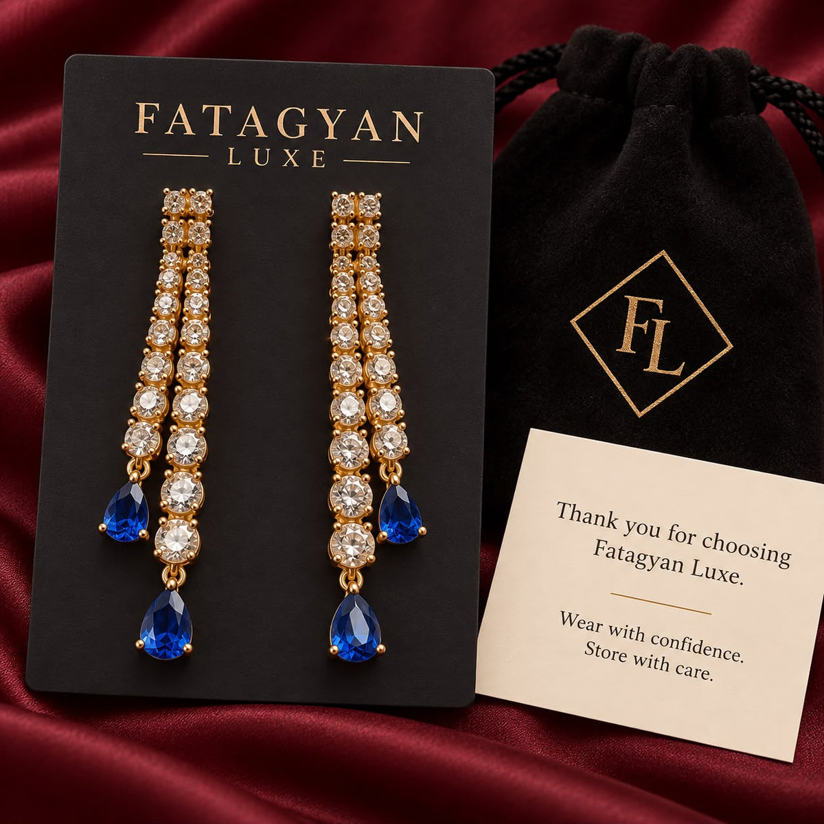 Sapphire Éclat Crystal Cascade Earrings