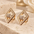 Élan Geometric White Crystal Earrings
