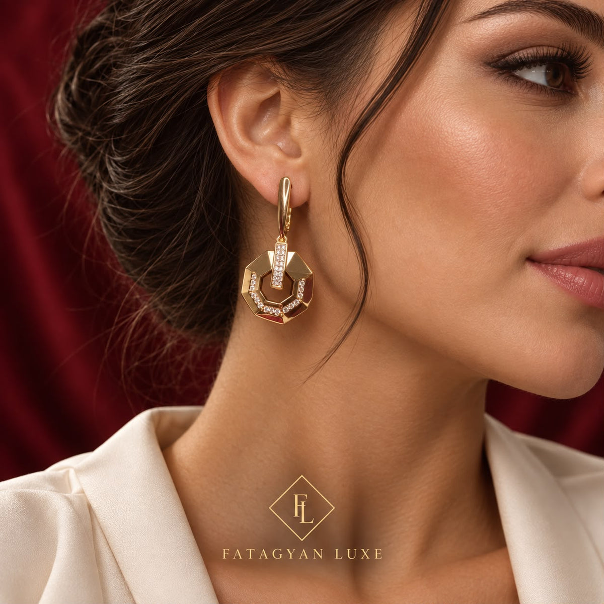 Étoile Geometric Crystal Drop Earrings