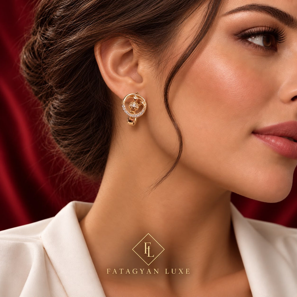 Celestial Orbit White Crystal Earrings