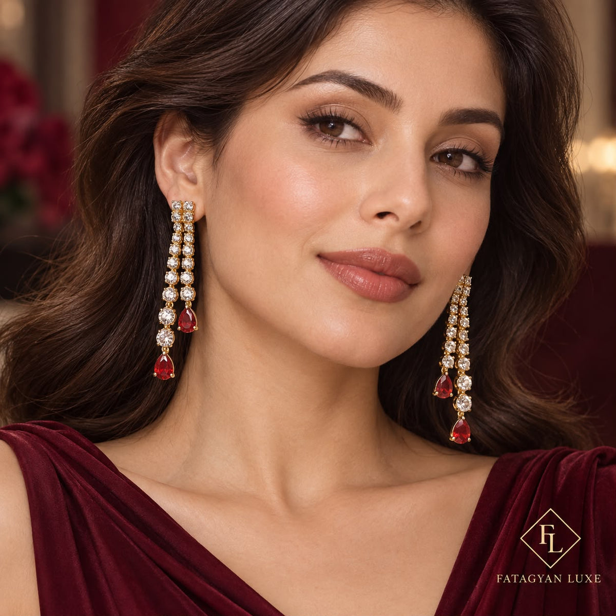 Rouge Royale Crystal Cascade Earrings