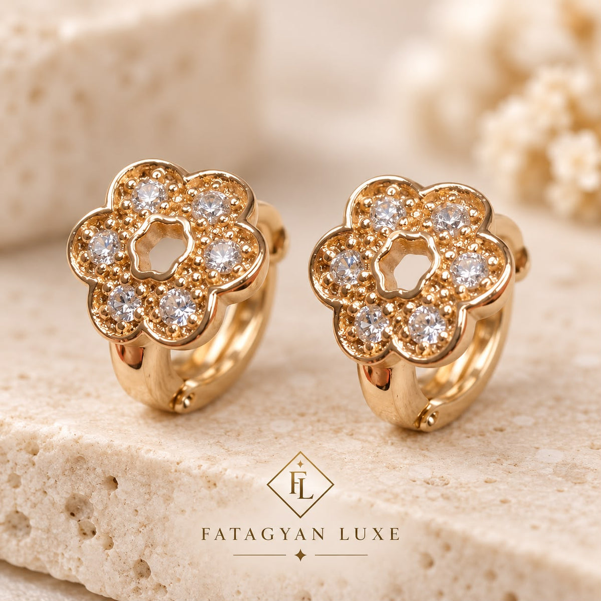 Golden Blossom Crystal Earrings