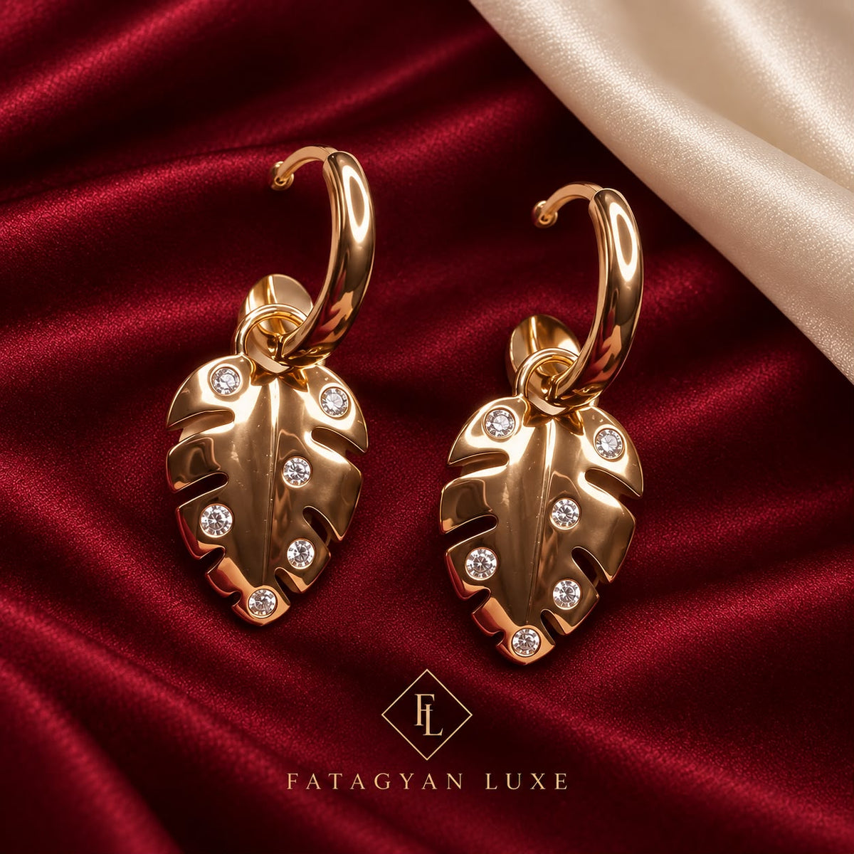 Aurelia Crystal Leaf Earrings