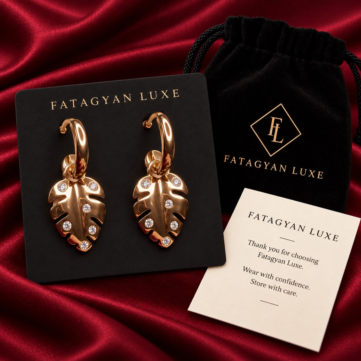 Aurelia Crystal Leaf Earrings