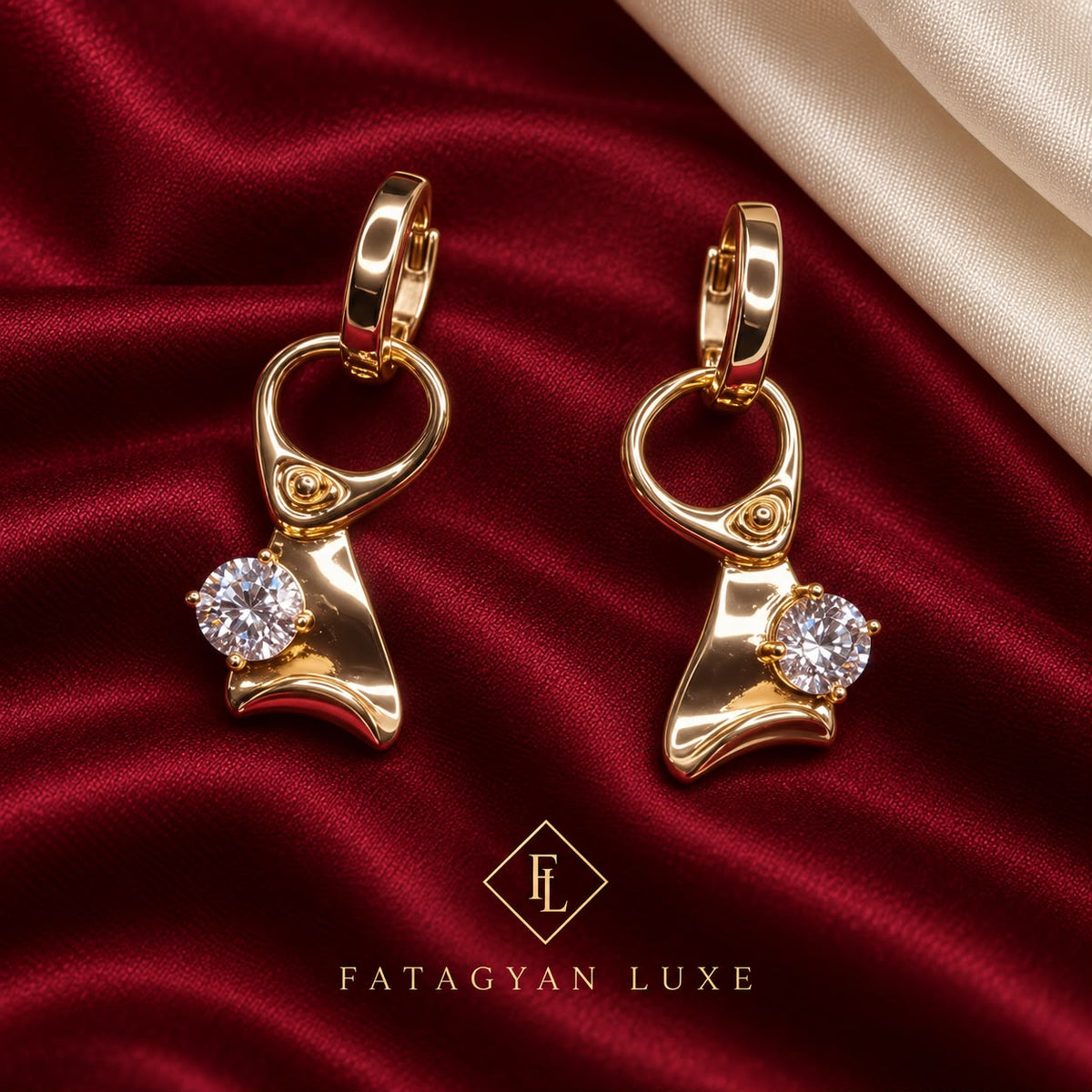 Sculpted Crystal Drop Earrings